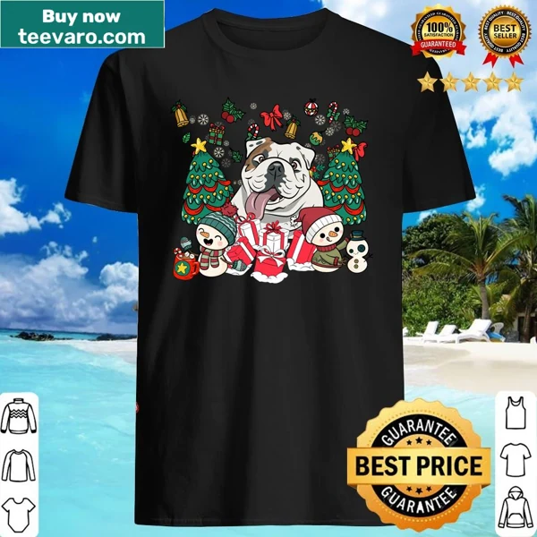Funny Christmas shirt featuring a bulldog design