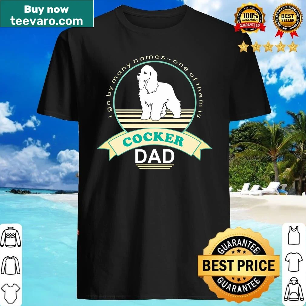 Illustrated shirt with American Cocker Spaniel theme for dog dads.