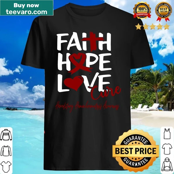 Inspirational 'Faith, Hope, Love, Cure' text on shirt