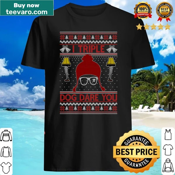 Funny Christmas shirt featuring a triple dog dare theme