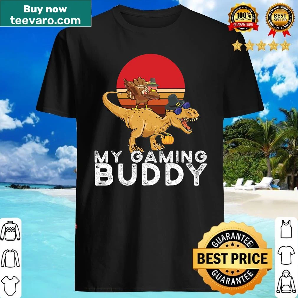 Thanksgiving shirt with a dabbing T-rex turkey graphic