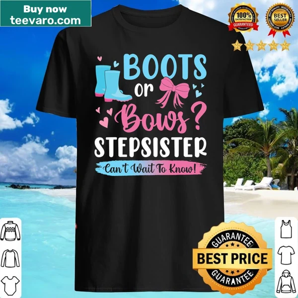 Shirt featuring boots and bows design for gender reveal parties