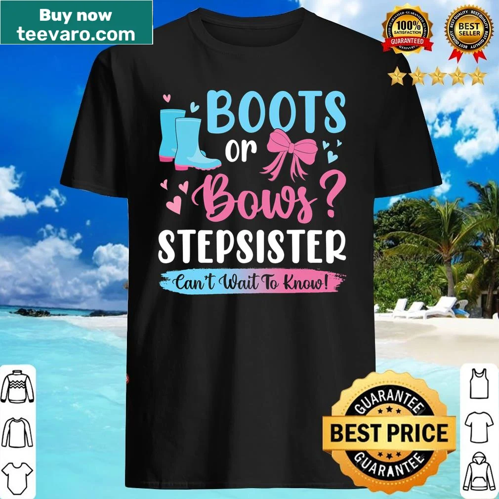 Shirt featuring boots and bows design for gender reveal parties
