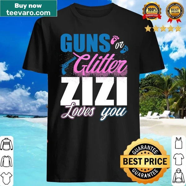 Adorable shirt with 'Guns or Glitter' design for gender reveal parties