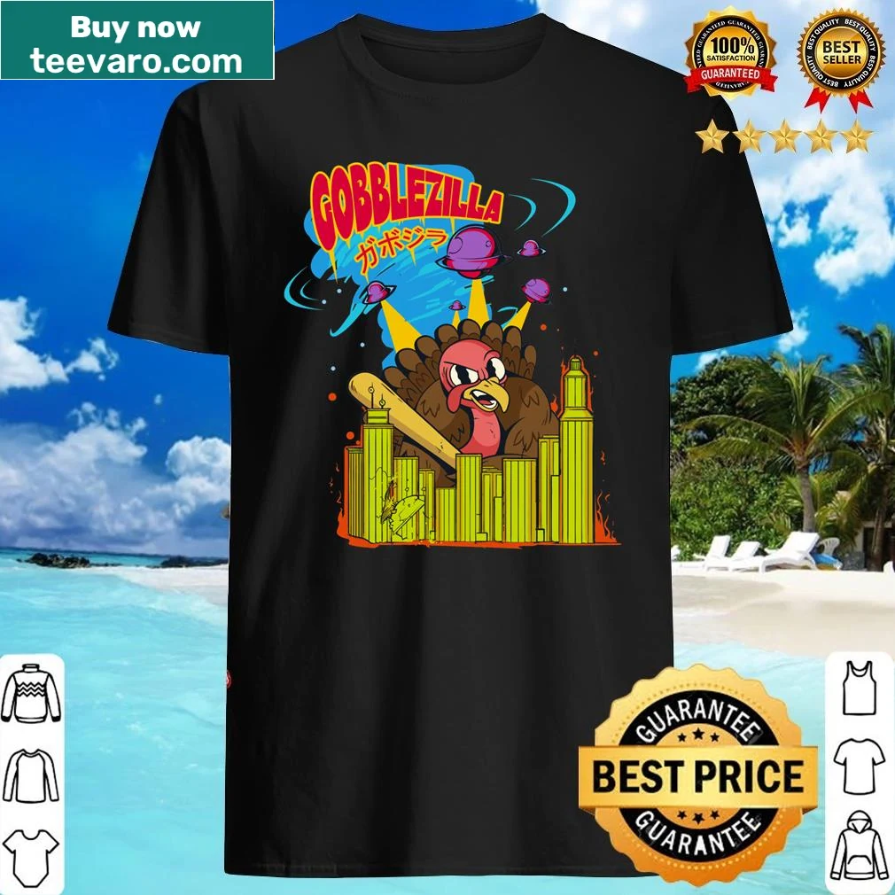 Whimsical Gobblezilla turkey shirt for Thanksgiving celebrations