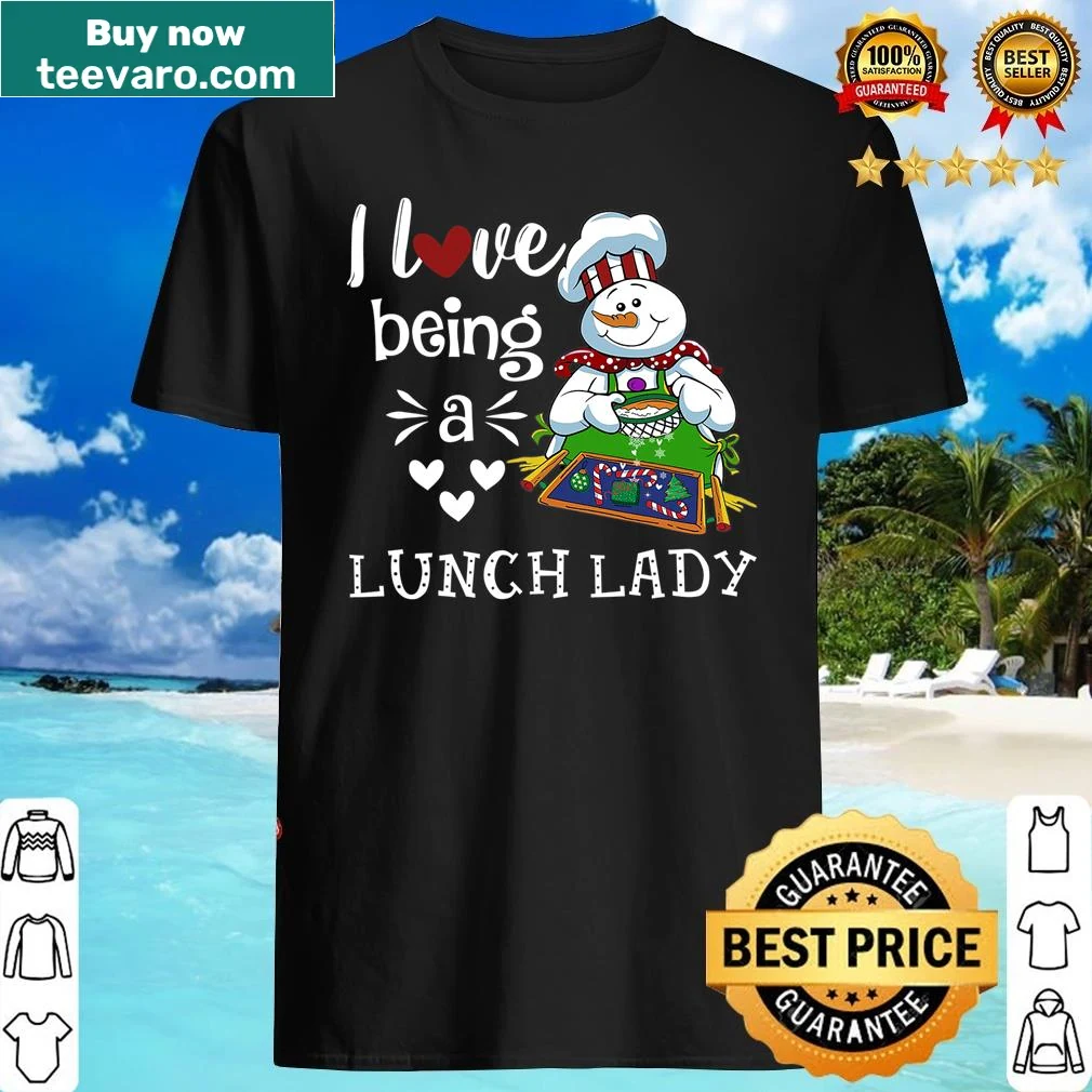 Funny Christmas shirt with a snowman and lunch tray design.