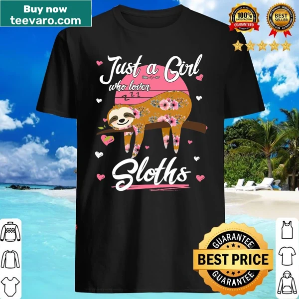 Cute graphic t-shirt featuring a sloth and text about loving sloths