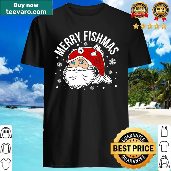 Merry Fishmas shirt with Santa in fishing gear for fishermen