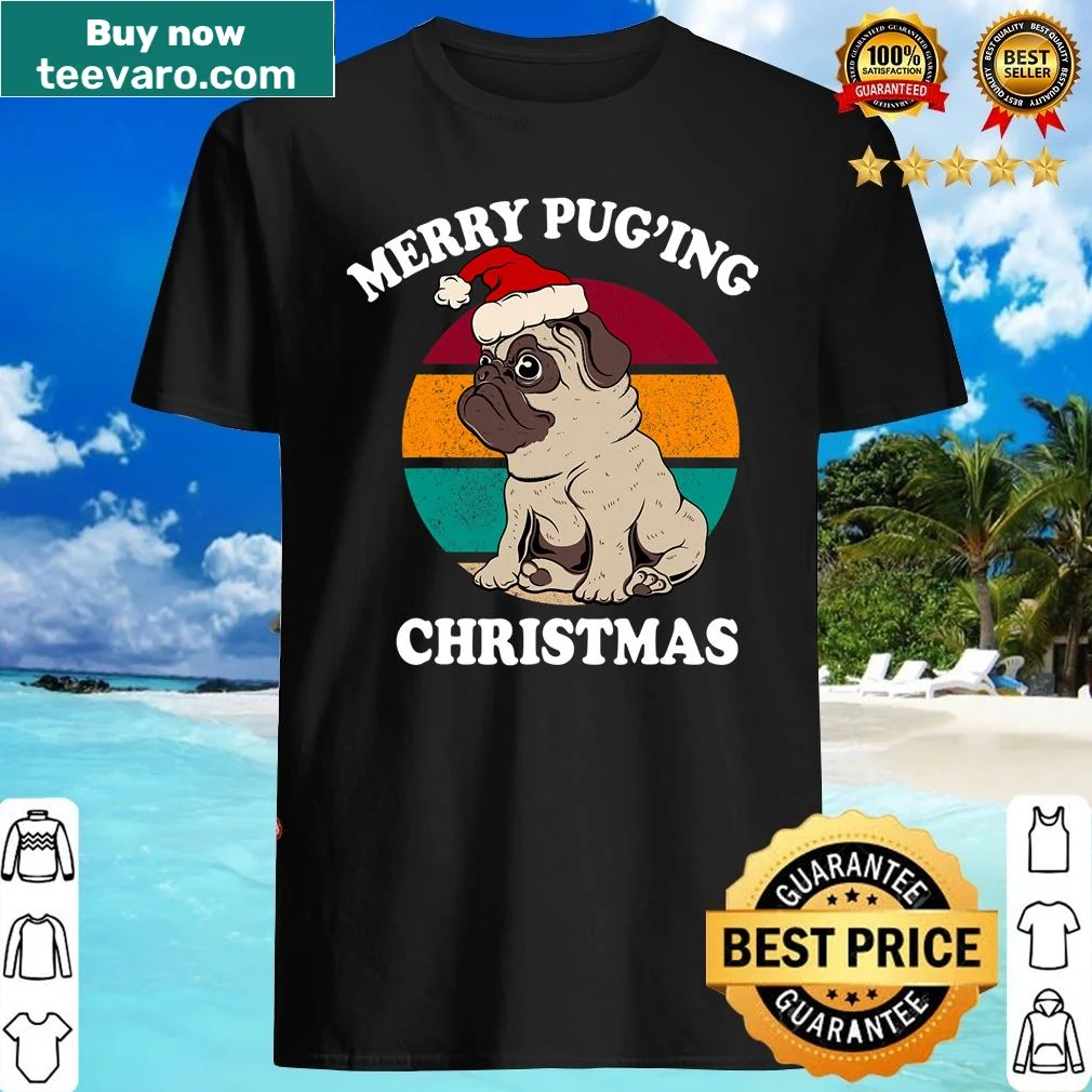 Festive 'Merry Puging Christmas' text shirt for dog lovers