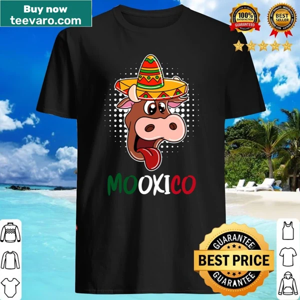 Playful cow wearing sombrero graphic on classic shirt