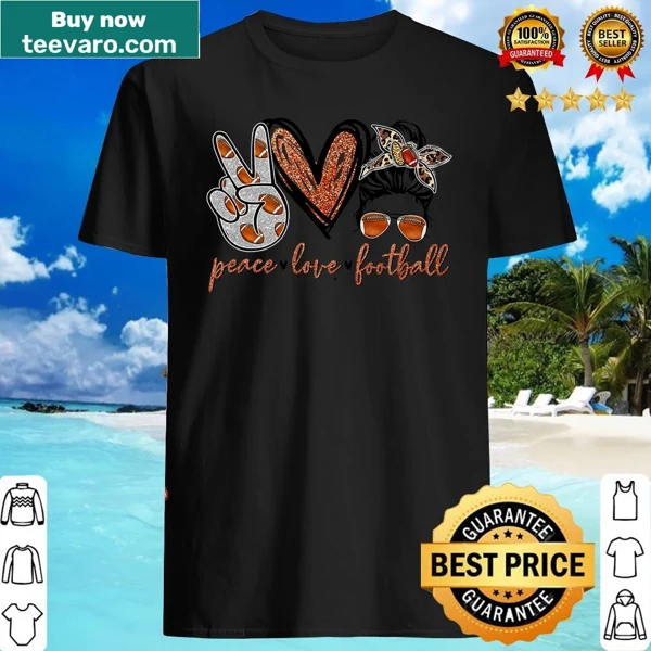 Funny football shirt featuring leopard print and peace love text