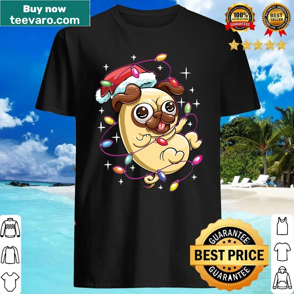 Whimsical Christmas tree design made of pugs for dog lovers