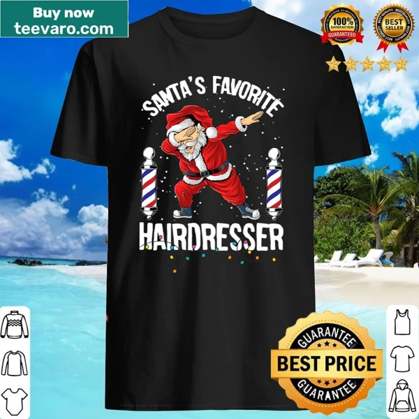 Playful design with 'Santa's Favorite Hairdresser' text