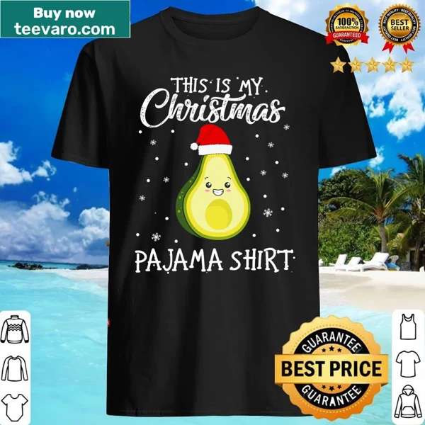 Christmas pajama shirt with Santa and avocado graphic
