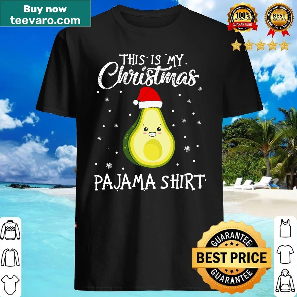 Christmas pajama shirt with Santa and avocado graphic
