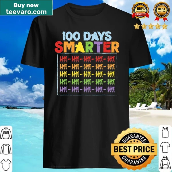 Tally marks design on a 100 Days Smarter shirt
