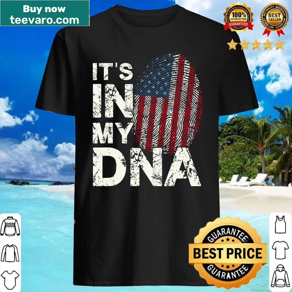 Retro t-shirt with US flag fingerprint design and bold text
