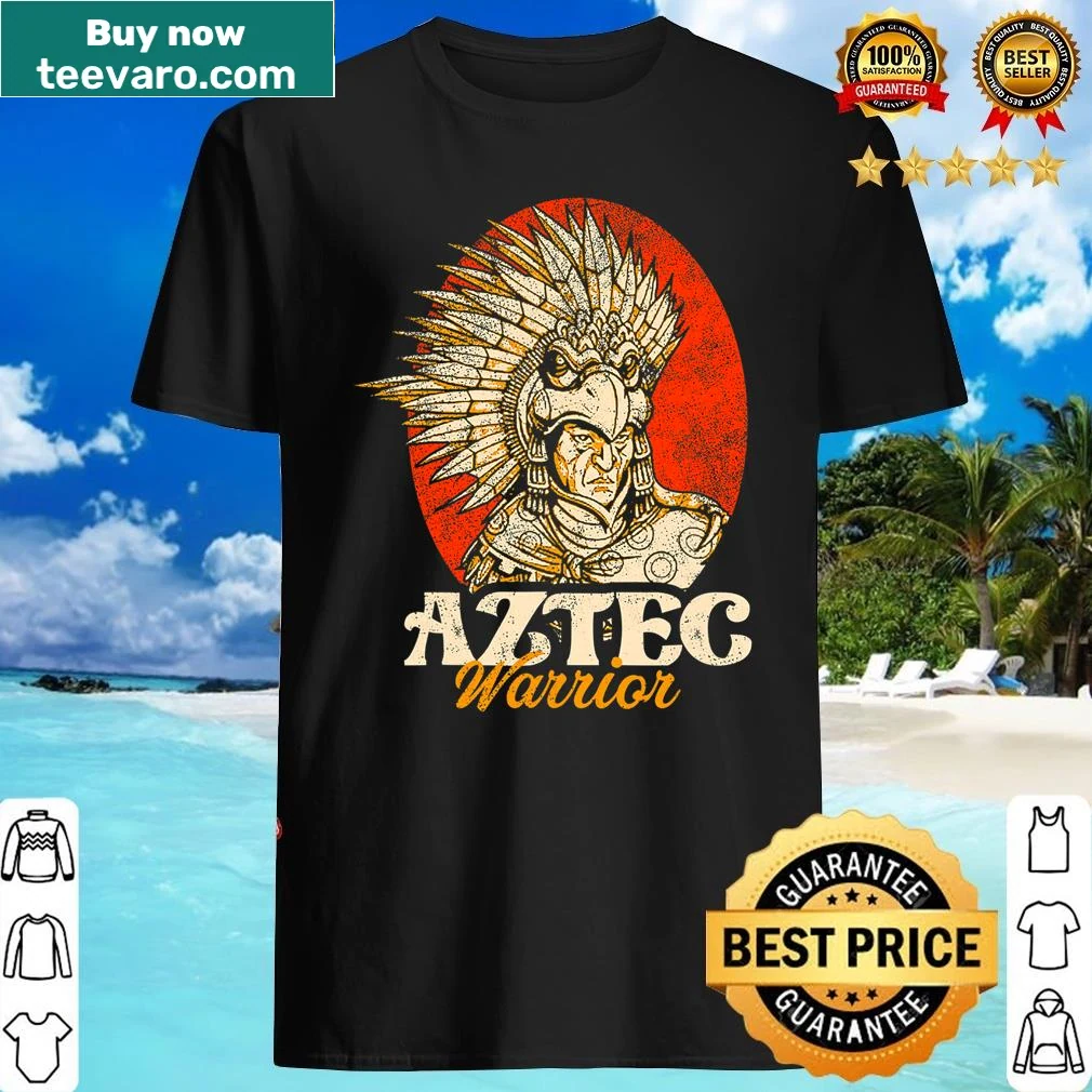 Aztec Warrior King shirt with traditional native art design