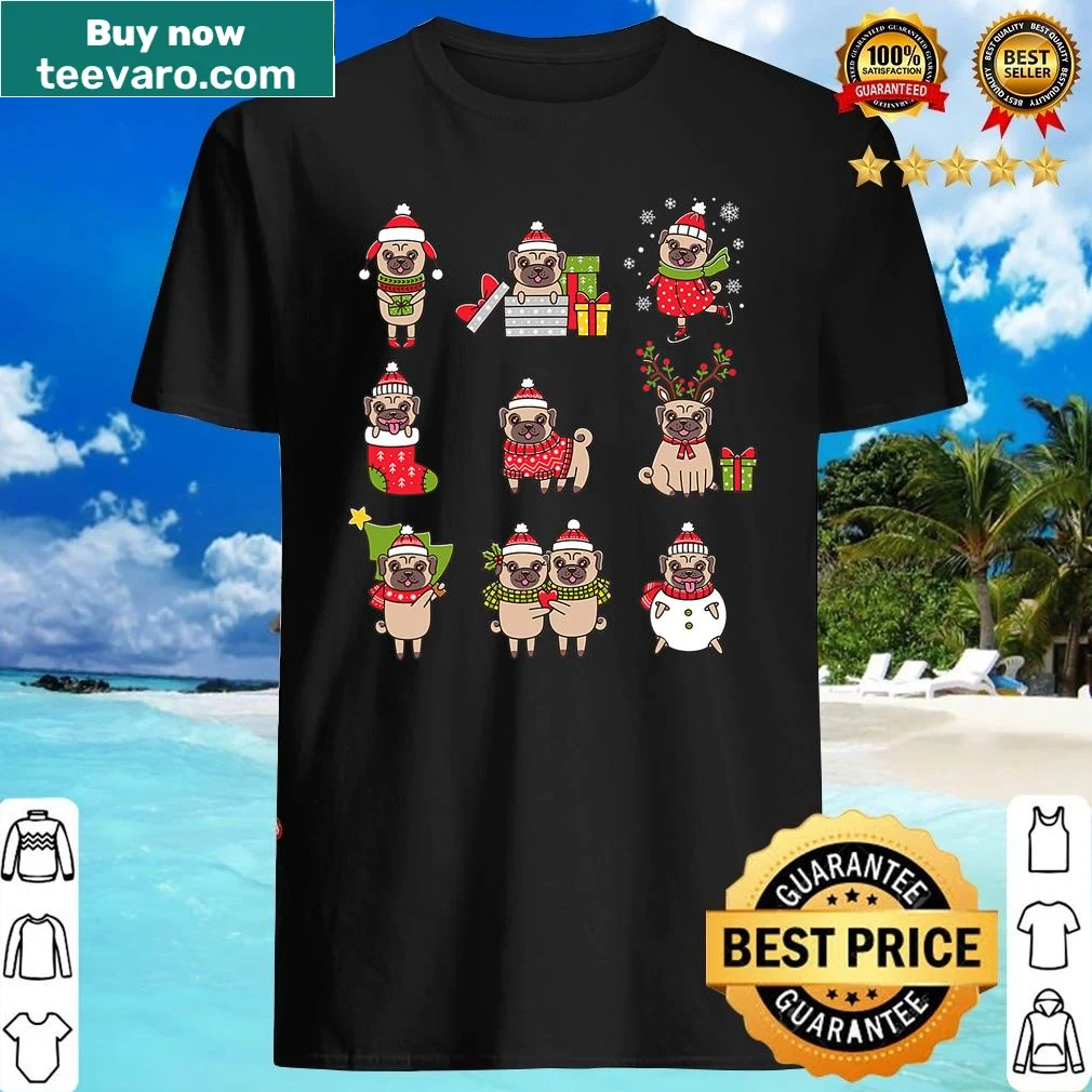 Cute Christmas pug design on shirt