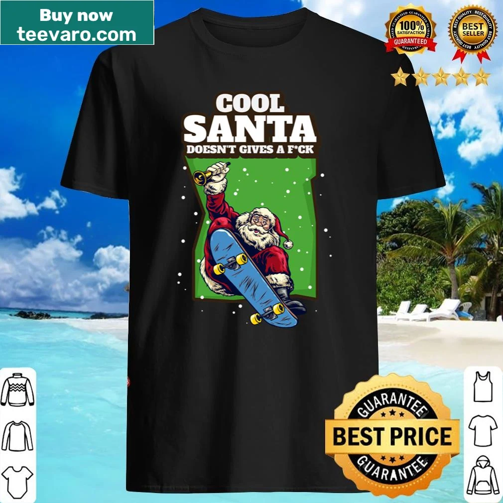 Edgy Santa Claus graphic with skateboard on shirt