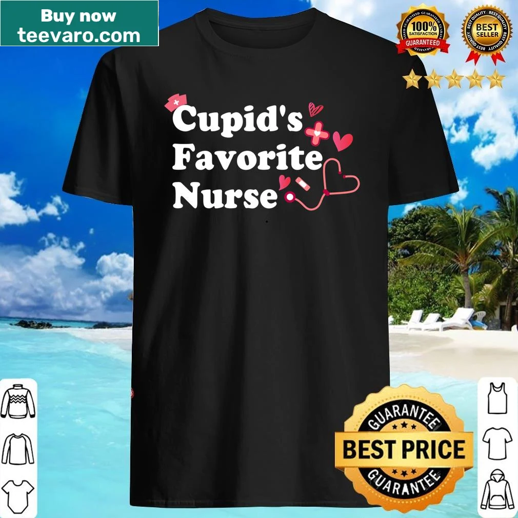 Cute nurse graphic T-shirt with hearts for Valentine's Day