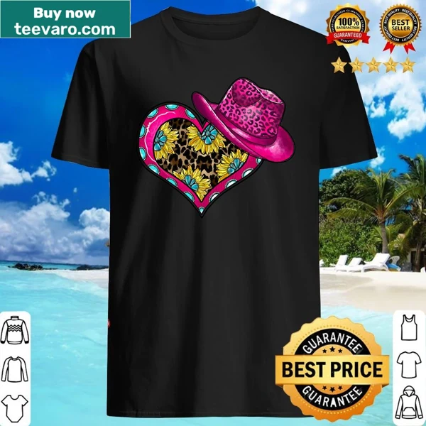 Cute heart graphic in a cowboy hat with flowers