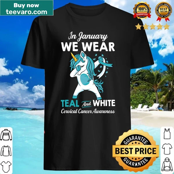 Graphic of a dabbing unicorn for cervical cancer awareness