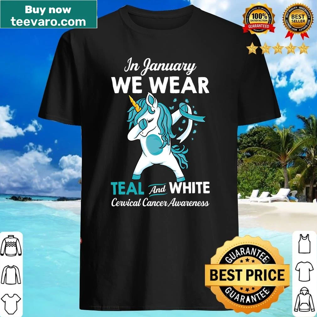 Graphic of a dabbing unicorn for cervical cancer awareness
