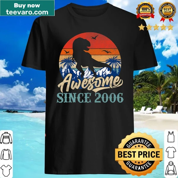 Dinosaur birthday t-shirt celebrating 16 years since 2006