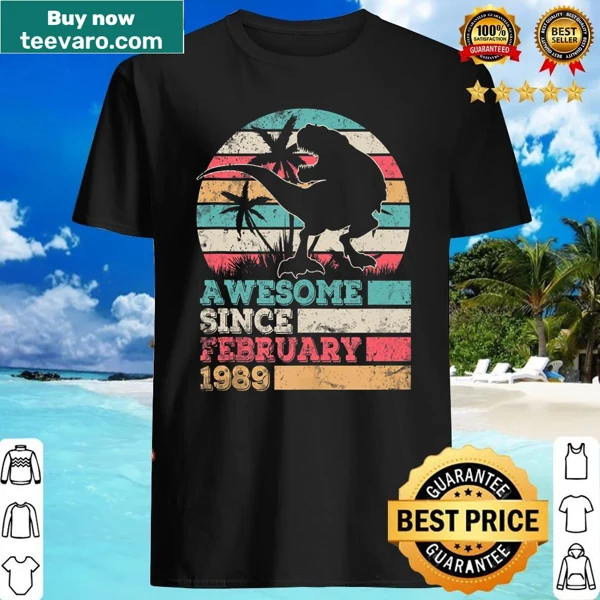 Dinosaur themed birthday tank top shirt with 1989 text