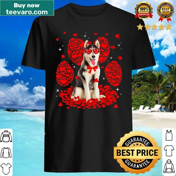 Valentine's Day shirt with a heart made of paw prints