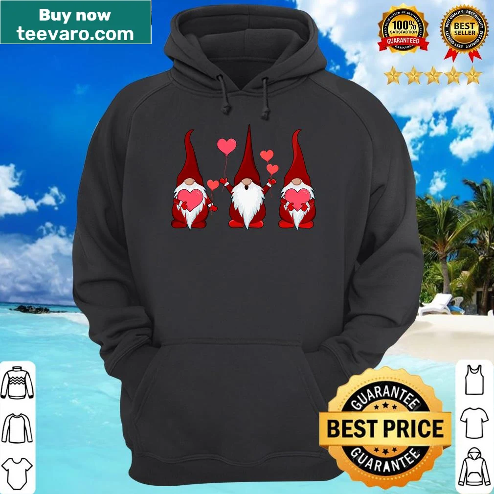Three gnomes holding love hearts for Valentine's Day. — on a hoodie