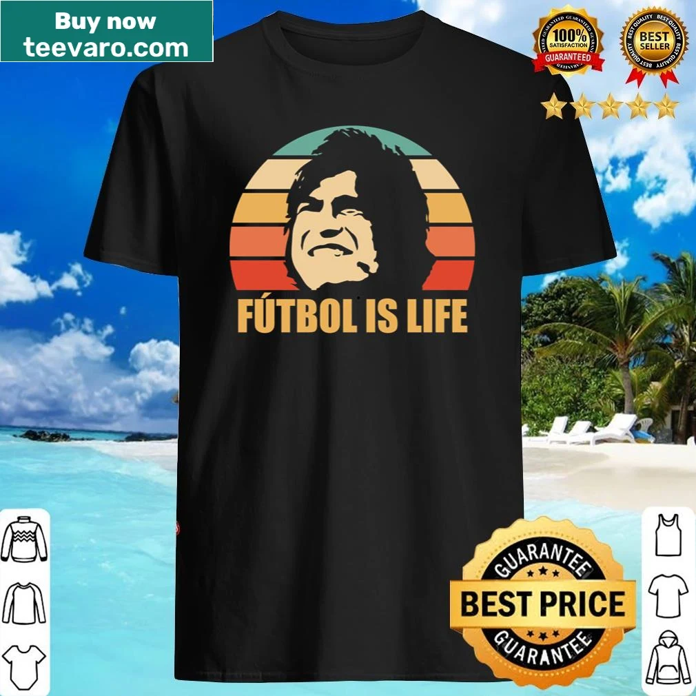 Text shirt with 'Futbol Is Life' designed for soccer fans