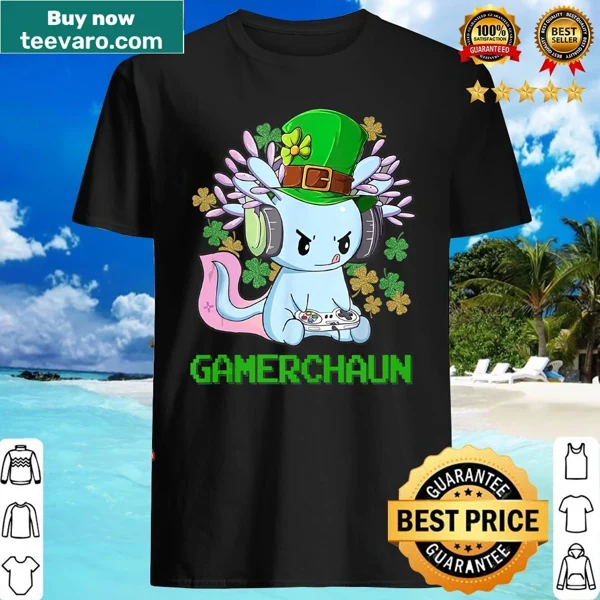 Gamerchaun axolotl tank top for gamers on St. Patrick's Day