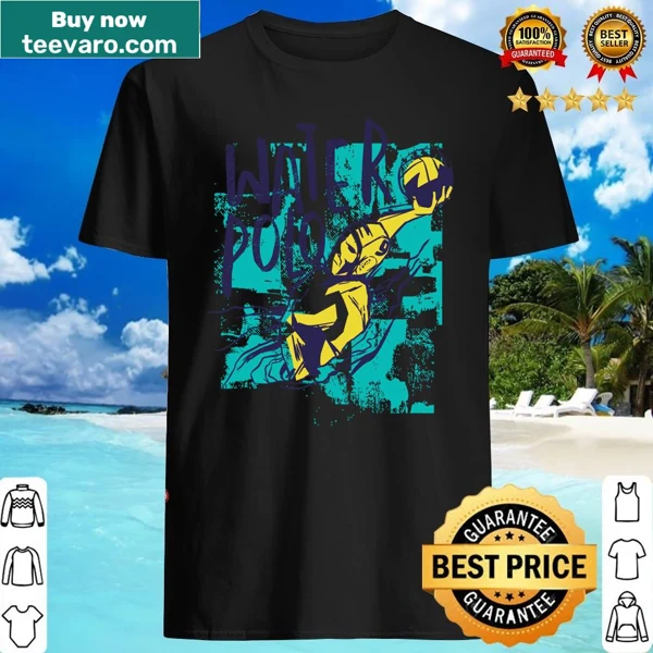 Grunge-style shirt featuring a waterpolo player design.