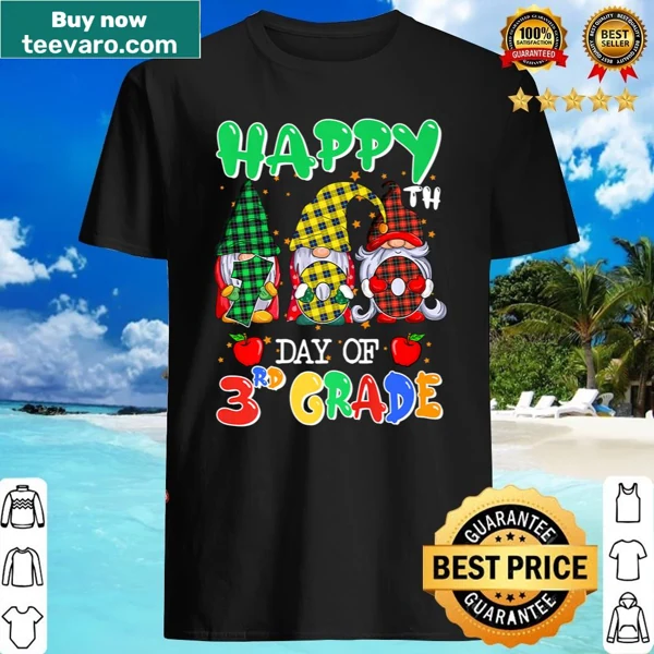 Cartoon gnomes celebrating the 100th day of school on a shirt