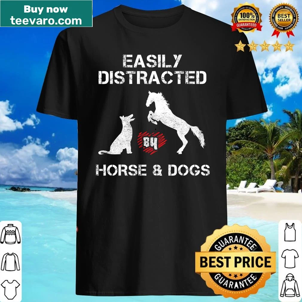 Funny shirt for animal lovers, highlighting a love for dogs and horses.