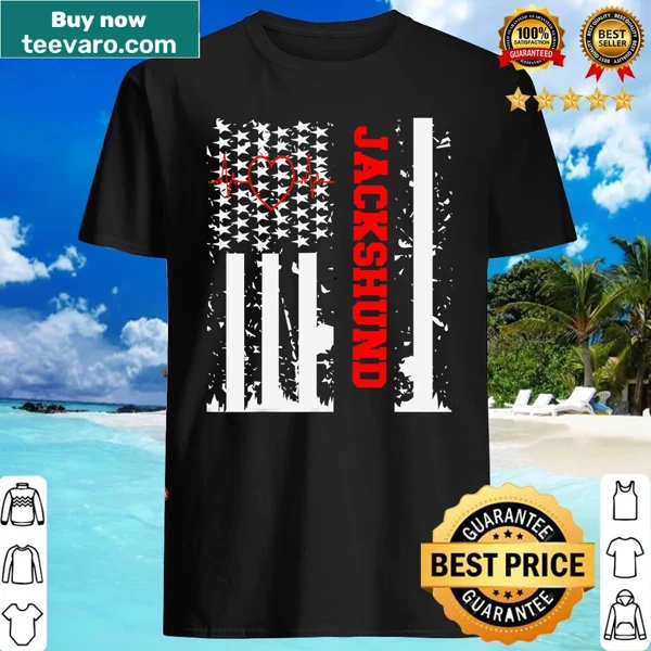 Jackshund graphic with vintage USA flag design
