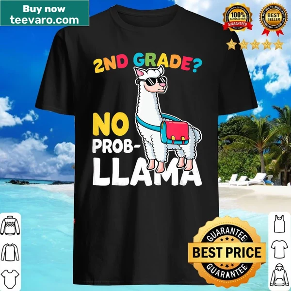 Funny shirt for kids with the text 'No Prob Llama' and an alpaca graphic