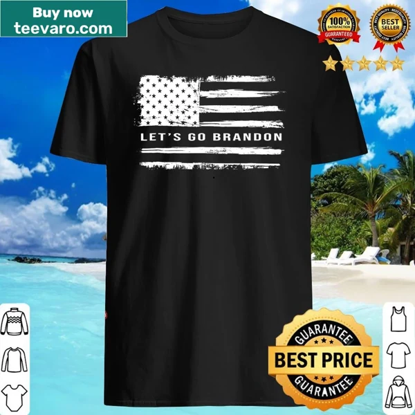 Funny Let's Go Brandon shirt with American flag graphic