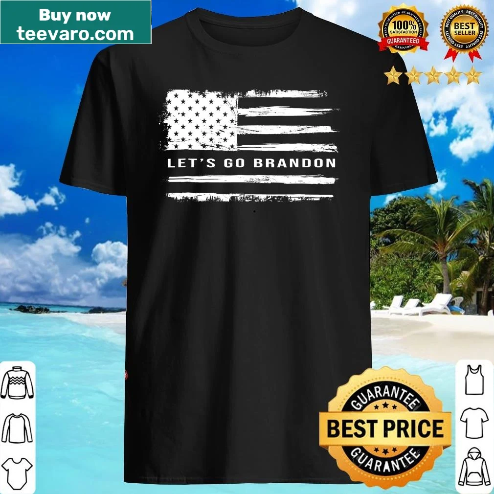 Funny Let's Go Brandon shirt with American flag graphic