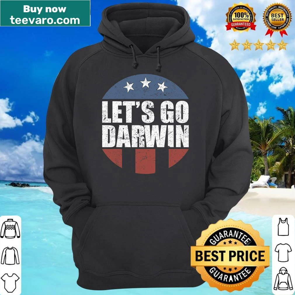 U.S. flag graphic with Let's Go Darwin text shirt — on a hoodie
