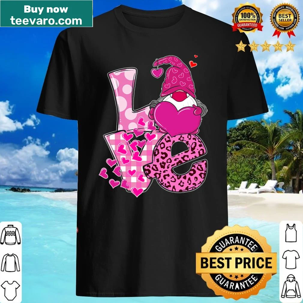 Valentine's Day shirt with a funny gnome and hearts illustration