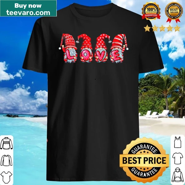 Gnomes holding hearts graphic t-shirt for Valentine's Day