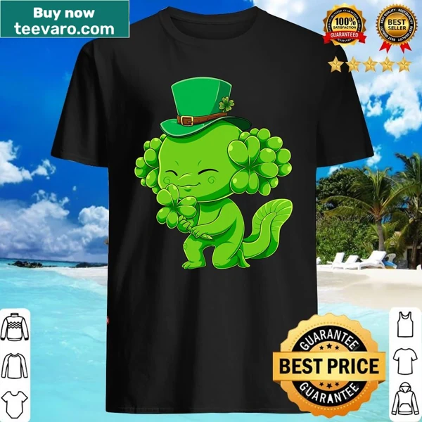 Festive shirt with an axolotl and leprechaun for St. Patrick's Day