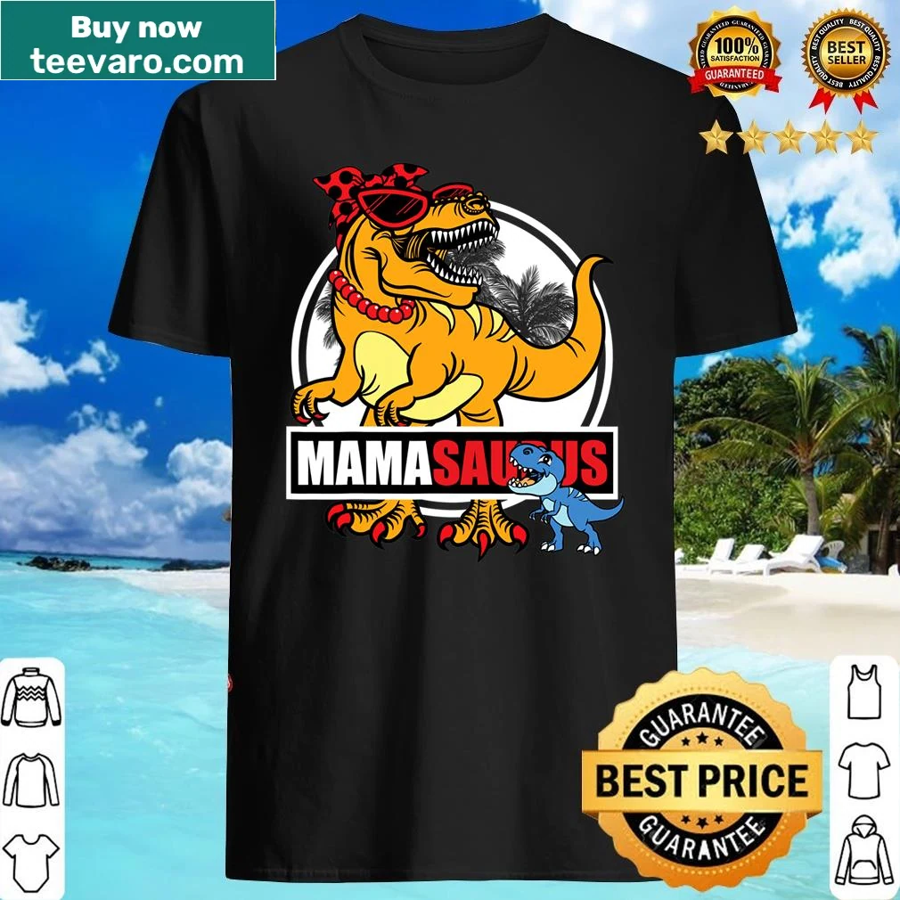 Cartoon Mamasaurus Rex shirt for Mother's Day featuring a playful dinosaur design