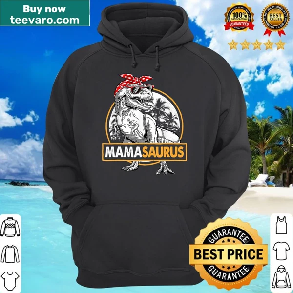 Funny shirt with cartoon T-Rex and 'Mamasaurus' text