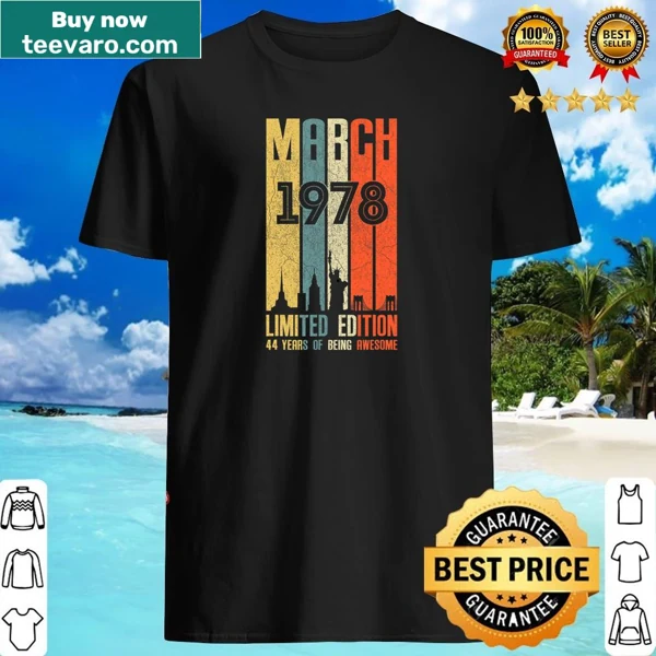 Vintage t-shirt celebrating March 1978 and a 44th birthday