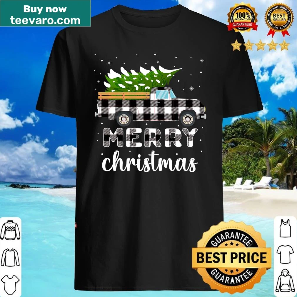Truck with Christmas tree in a rustic design on a shirt