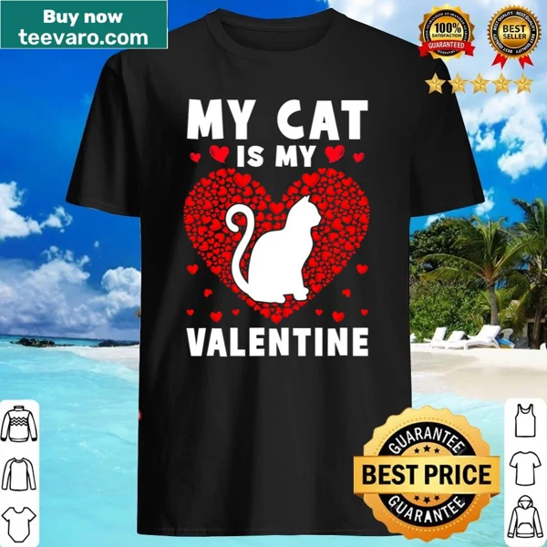 Cute shirt with 'My Cat Is My Valentine' text and heart design for cat lovers